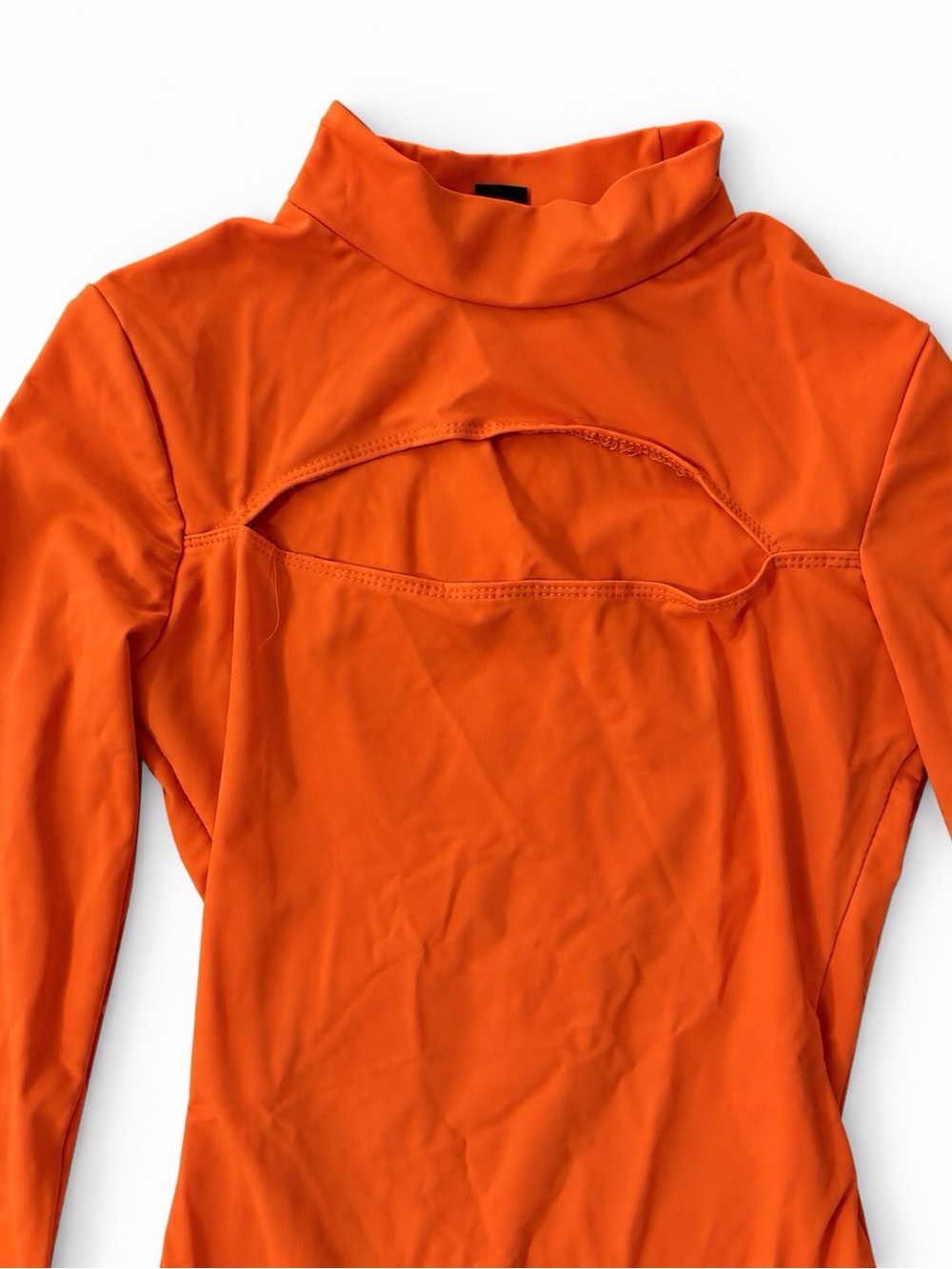 Women's Orange Cutout Long-Sleeve Top